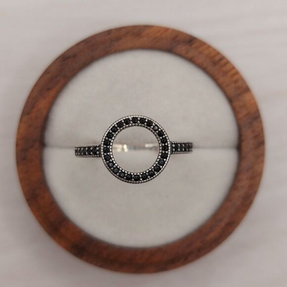 925 Sterling Silver Oxidized O Ring - Picture 1 of 6